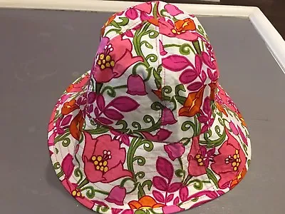 VERA BRADLEY Summer Bucket Hat LILLI BELL Pink Orange Tulips Reversible EUC • $17.99