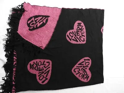 Victoria's Secret - Throw Blanket / Shawl / Scarf - Black & Pink - 50x60 - VG • $12