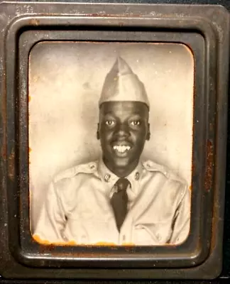 WWII Era Photomatic Photo Booth~African American Soldier With Great Toothy Smile • $22.50