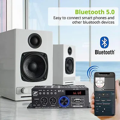 12V 400W Bluetooth HiFi Power Amplifier Mini Audio Digital Stereo FM AMP Remote • £18.90