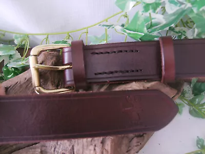 Handmade Genuine Leather Belt 4mm Thick Saddle Stitched Bushcraft X Large/xx Lrg • £54.99