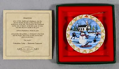 Anna-Perenna P Buckley Moss - Frosty Snowman Porcelain Ornament & COA • $15.90