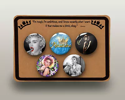 Madonna Badge Pin Button Pack - Set Of 5 X 32mm Gift Packaged Badges • £5.99