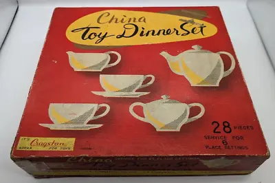 Vintage  Moss Rose Toy Dinner Set 26 Pieces In Original Box By Cragstan Japan • $60