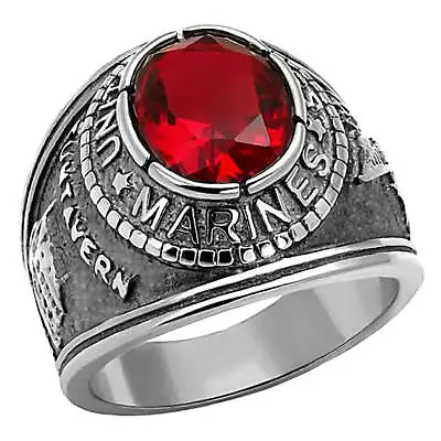 Marines: Mens US Marine Corps 316L Steel Ring Gift Tun Tavern Iwo Jima • $26.99