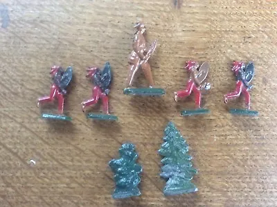 7 Vintage JOHN HILL & Co Lead 4 Native American Red Indians Soldier & 2 Trees • £25.99