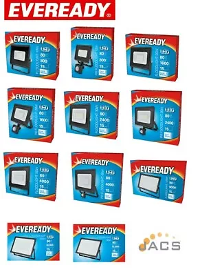 Eveready Led Floodlight Pir & No Pir 10w 20w 30w 50w 100w 150w & 200w • £14.99