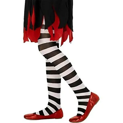 £5.84 • Buy Smiffy's Tights Striped - Black And White, Age 6-12 Years