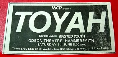 Toyah/Wasted Youth Hammersmith Gig Vintage ORIG 1981 Press/Mag ADVERT 3.5 X 2  • £1.99