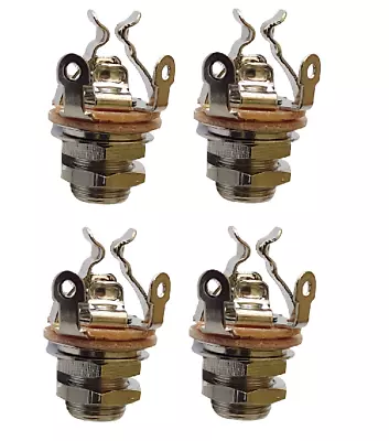 4 Pack Pure Tone Multi Contact Mono 1/4  Output Jack PTT1-N W/ 2 Nuts Each • $16.80