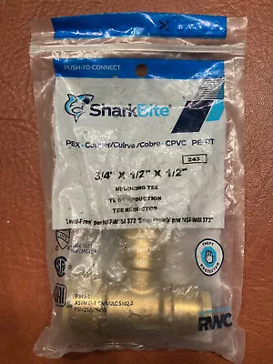 New SHARKBITE U454LFA BRASS 3/4  X 1/2  X 1/2  REDUCING TEE Push-to-connect • $9.50