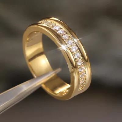 £3.56 • Buy 18k Yellow Gold Plated Rings Cubic Zirconia Elegant Jewelry Women Gifts Sz 6-10