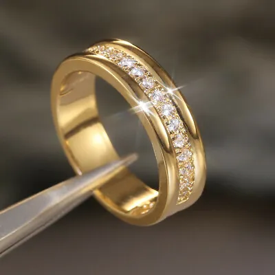 18k Yellow Gold Plated Rings Cubic Zirconia Elegant Jewelry Women Gifts Sz 6-10 • £3.56