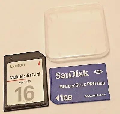 Sandisk Memory Stick Pro Duo SDMSPD-1024-A11 With Case & Canon 16MB Card MMC-16M • $6.99