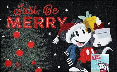 Disney Mickey Mouse Christmas Santa Just Be Merry Mat Rug 20”x32” Ornaments NEW • $28.99