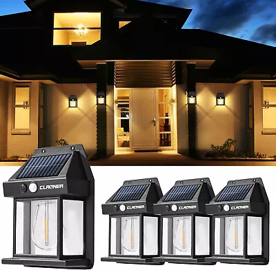 Solar Lights Outdoor Dusk To Dawn Motion Sensor Security Wall Sconce Lantern • $29.99