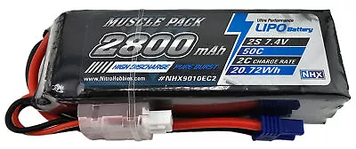 NHX RC Muscle Pack 2S 7.4V 2800mAh 50C Lipo Battery W/ EC2 IC2 For Arrma Grom • $24.95