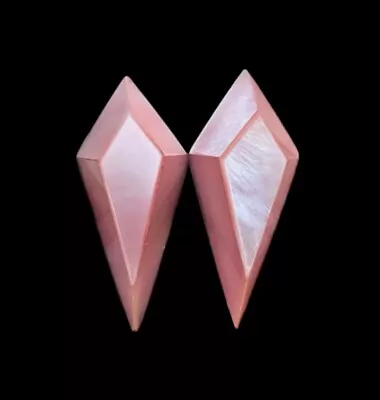 Vintage Pink MOP 3D Elongated Diamond Shaped Drop Pierced Post Back Earrings • $20
