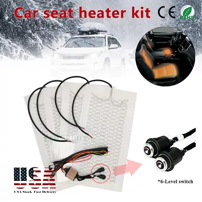 12V Universal Car Seat Heater Round Knob 6 Level Carbon Fiber Heated Seat Pads • $42.15