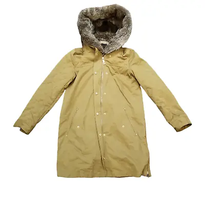 $5 • Buy B14 Zara Basic Womens Yellow Long Sleeve Hooded Full Zip Parka Jacket Size XS
