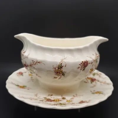  Myott Heritage Gravy Boat On Attached Plate Floral Pattern  • $15.99