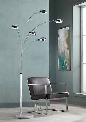 Infini Mid Century Modern Arc Floor Lamp 78  Tall Chrome 5-Light Swivel Head • $349.99