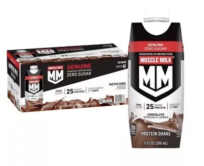 Muscle Milk 25g Genuine Protein Shake Zero Sugar Chocolate (11 Fl. Oz. 18 Pk.) • $36.95