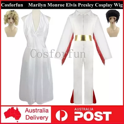 Marilyn Monroe Elvis Presley Costume Cosplay Wig Dress Outfit Halloween Party • $36.95