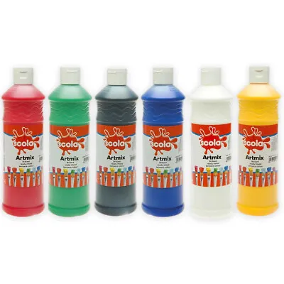 6 X 600 Ml Scola Artmix Ready Mixed Poster Paint Assorted Kids Washable Paint • £14.95