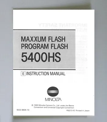 Minolta 5400HS Maxxum Flash Program Flash Instruction Manual Original (English) • $9.95