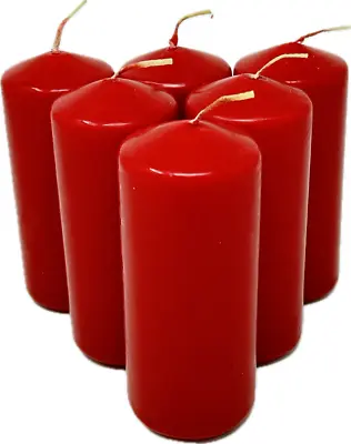 6 Pack Red Quality Duni Chunky Pillar Candles 12cm-Perfect For Table Decoration • £5.99