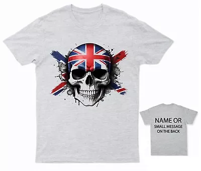 Artistic Union Jack Skull T-Shirt Splatter Paint British Flag Tee Personalised • £13.95