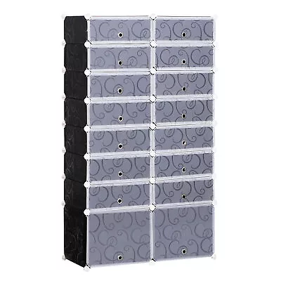 HOMCOM Large 16-Cube DIY Shoes Rack Portable Interlocking Plastic Cabinet • £38.99