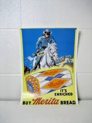 MERITA BREAD With The LONE RANGER Cardboard Paper Advertising Sign 10  X 14   • $29.11