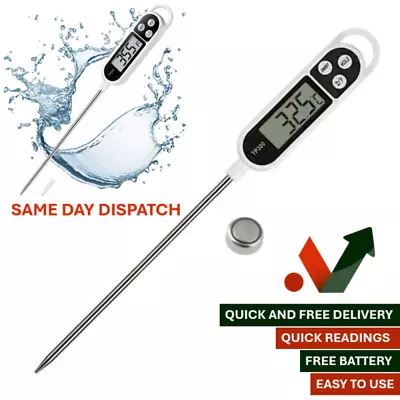 Digital Food Thermometer Temperature Probe Meat Cooking BBQ Turkey Jam Sugar • £3.89