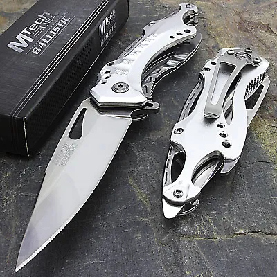 8.25  MTECH USA SILVER SPRING ASSISTED TACTICAL FOLDING POCKET KNIFE EDC Open • $10.95