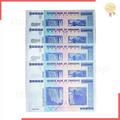 5pcs Zimbabwe 100Trillion Dollar Banknote Noncirculating Collection Bill Gift US • $14.88