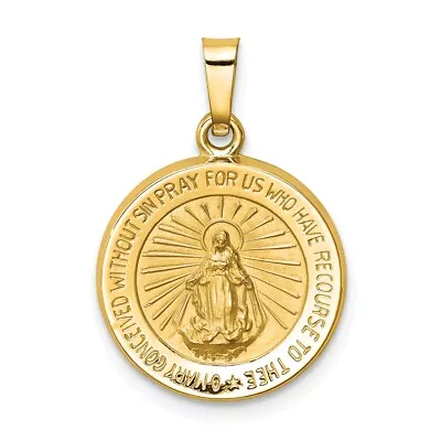 14k 14kt Yellow Gold Polished And Satin Miraculous Medal Pendant • $186