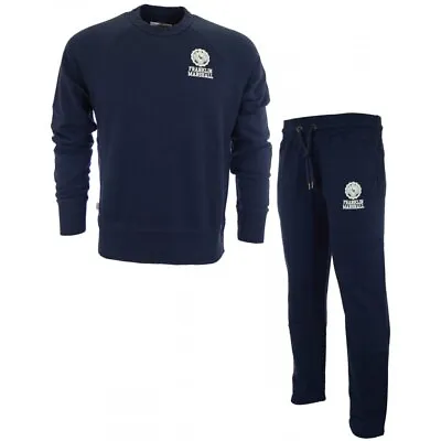 Authentic Franklin & Marshall Navy Blue Crew Neck Chest Logo Printed Tracksuit • £59.99