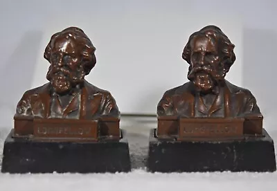 Vintage Pair LONGFELLOW Busts Bookends Bronze BEAUTIFUL Old Busts Bookends EX • $30