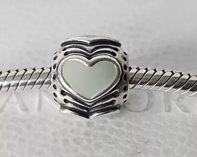 Genuine Pandora Bracelet Charm - Silver Light Grey Enamel Hearts Charm 925 ALE  • £0.99