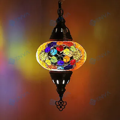 Turkish Moroccan Glass Mosaic Ceiling Hanging Chandelier Light Lamp Large Globe • $77.99