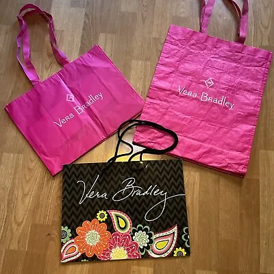 3 Set Vera Bradley Shopping Bag Market Tote Gift Bag Shopper Floral & Pink • $19.95