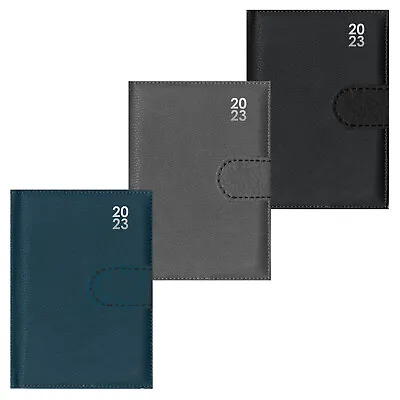£3.32 • Buy A7 2023 Diary Day Per Page Premium Hard Cover Soft Faux Leather Black Grey Navy