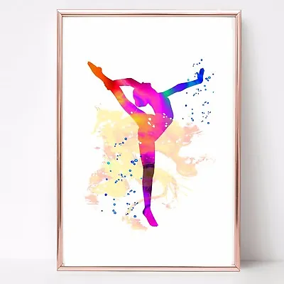 Gymnastics Print Dance Watercolor A4 Wall Art Picture Gift 96 Unframed • £3.99