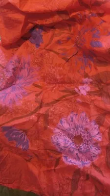 Thai Silk 100% Made In Thailand Hand Rolled He Chrysathumum Floral Scarf-defects • $3.99