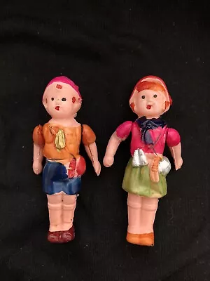 Vintage Jointed Celluloid Made In Japan Miniature Dolls Hansel & Gretel 1930s • $39.95