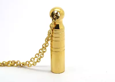 24k Gold Plated Cylinder Cremation Urn Necklace Keepsake Pendant Ashes Memorial • £29.99