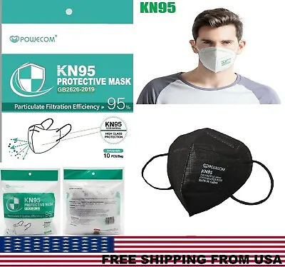 Powecom KN95 Protective Face Mask Respirator KN 95 GB2626-2019 ✅ White | Black • $119.98