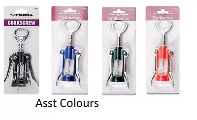 2 X Chrome Winged Corkscrew & Wine Bottle Opener Waiters RANDOM COLOR SENT • £7.20